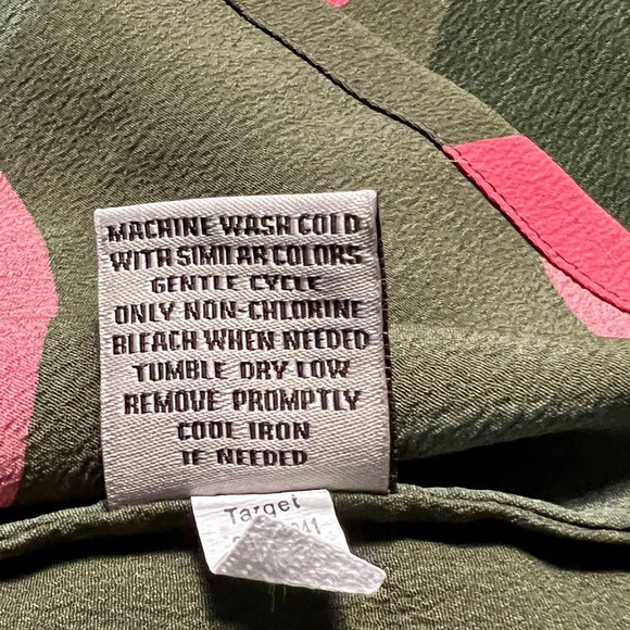 🛍️ TUCKER for Target Olive green and pink summer dress size M. - Picture 11 of 13